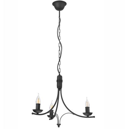 Lampadario a sospensione con catena LUCY 3xE14/60W/230V nero