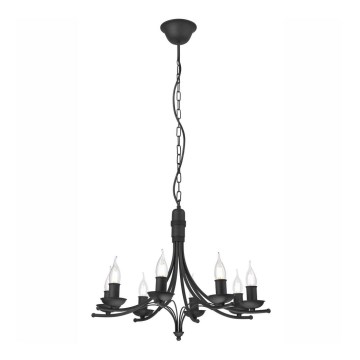 Lampadario a sospensione con catena LUCY 8xE14/60W/230V nero