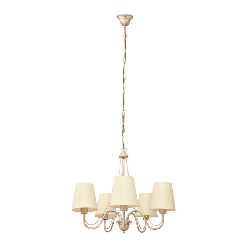 Lampadario a sospensione con catena MALBO 5xE27/15W/230V beige