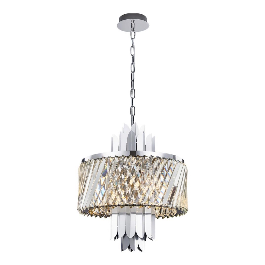 Lampadario a sospensione con catena MARGOT 6xE14/40W/230V cromo opaco