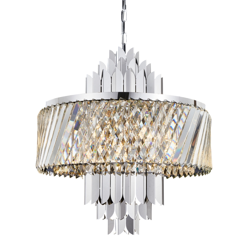 Lampadario a sospensione con catena MARGOT 9xE14/40W/230V cromo opaco