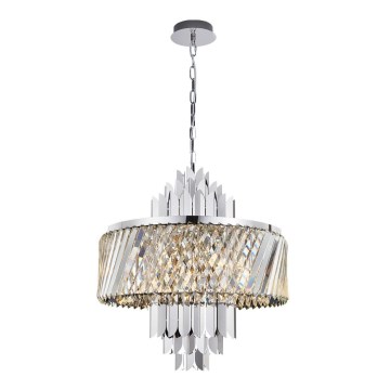 Lampadario a sospensione con catena MARGOT 9xE14/40W/230V cromo opaco