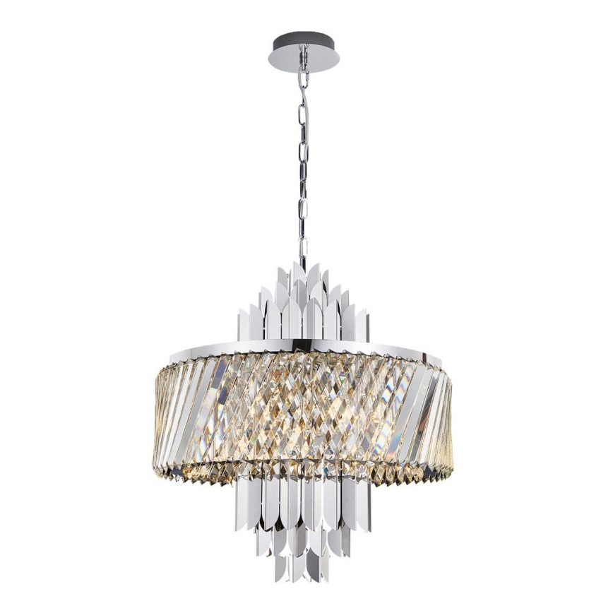 Lampadario a sospensione con catena MARGOT 9xE14/40W/230V cromo opaco