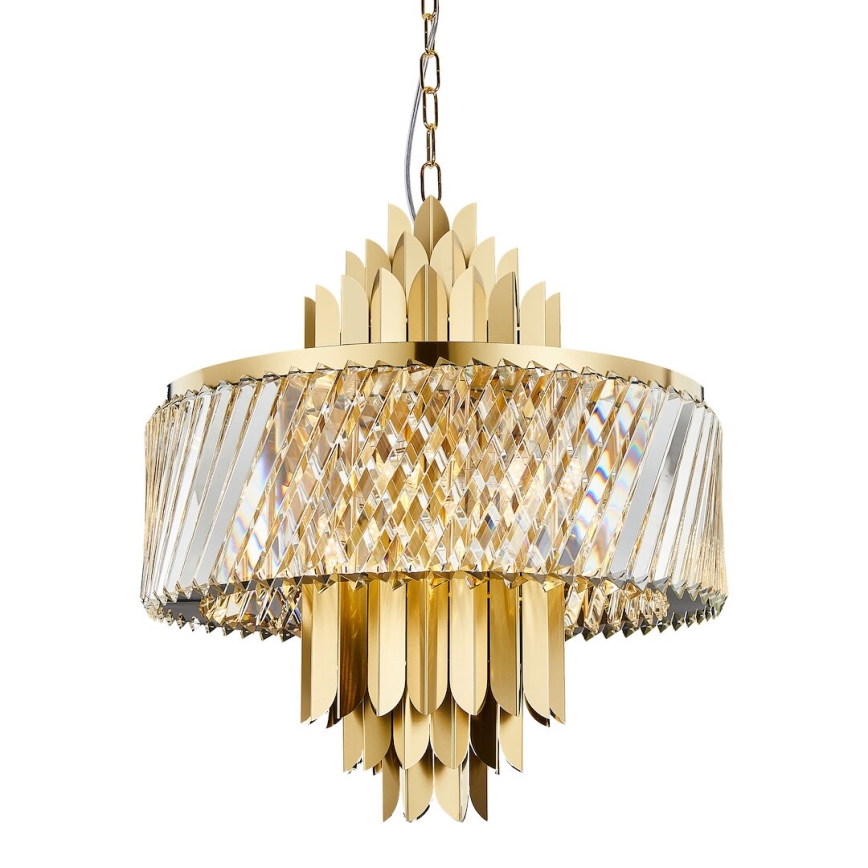Lampadario a sospensione con catena MARGOT 9xE14/40W/230V diametro 55 cm oro