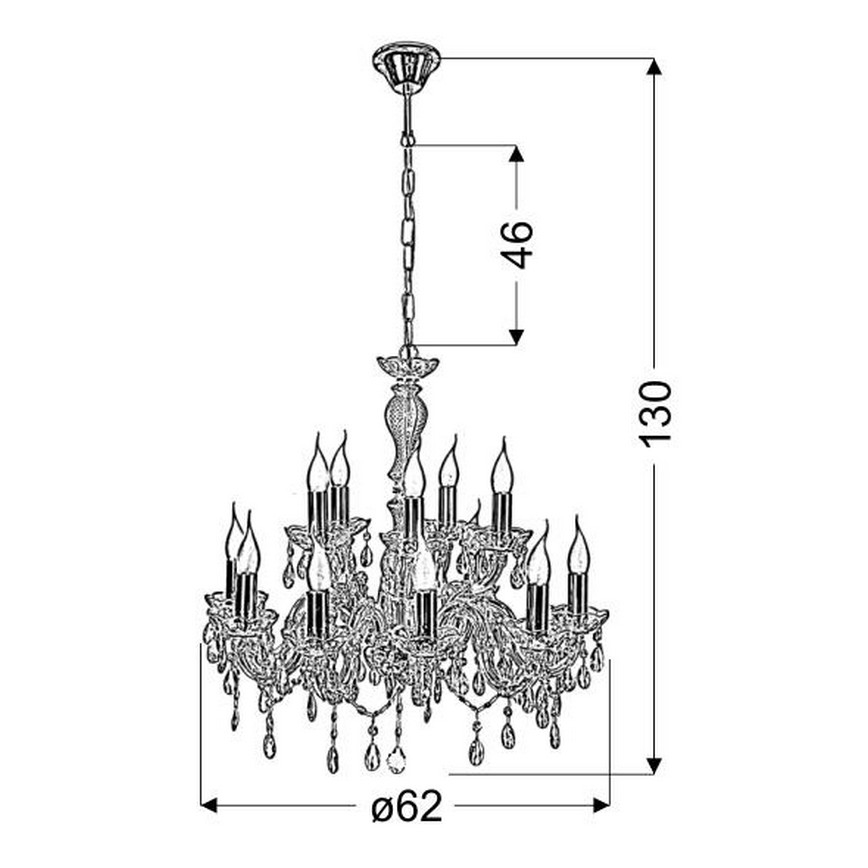 Lampadario a sospensione con catena MARIA TERESA 12xE14/40W/230V