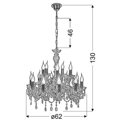 Lampadario a sospensione con catena MARIA TERESA 15xE14/40W/230V