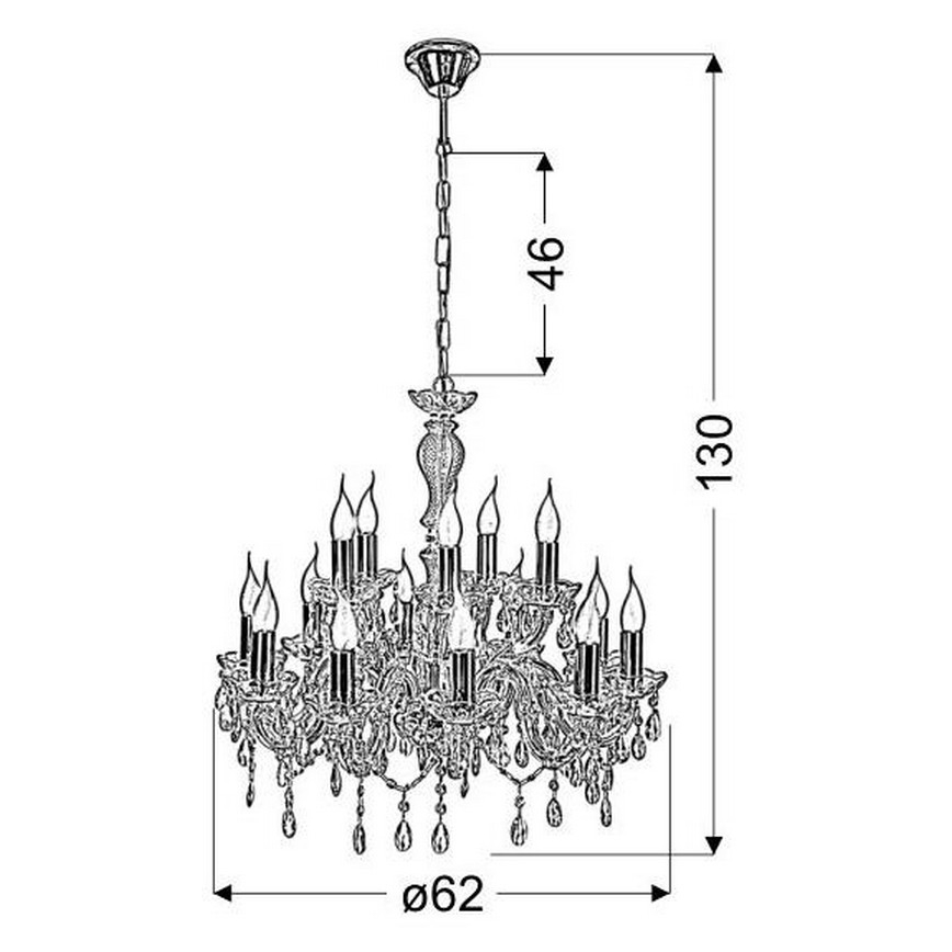 Lampadario a sospensione con catena MARIA TERESA 15xE14/40W/230V