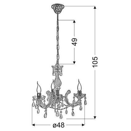Lampadario a sospensione con catena MARIA TERESA 3xE14/40W/230V