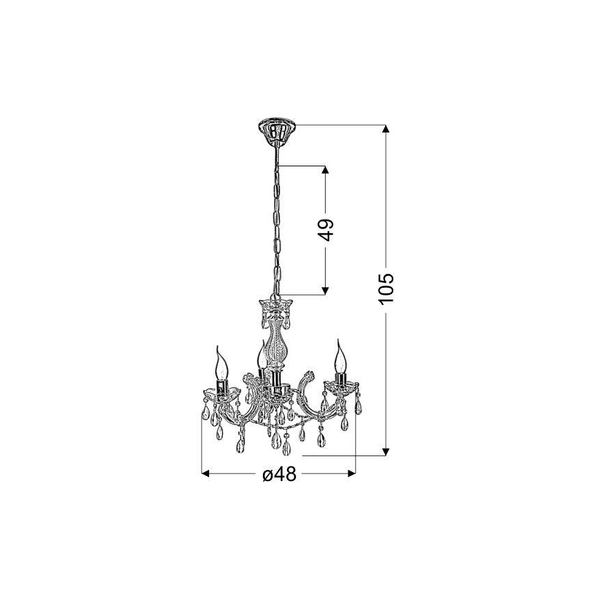 Lampadario a sospensione con catena MARIA TERESA 3xE14/40W/230V