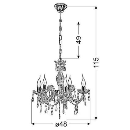 Lampadario a sospensione con catena MARIA TERESA 5xE14/40W/230V