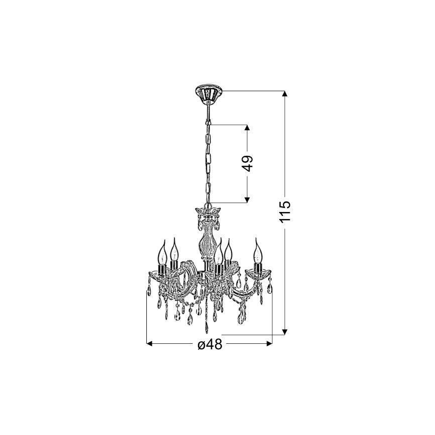 Lampadario a sospensione con catena MARIA TERESA 5xE14/40W/230V