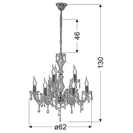 Lampadario a sospensione con catena MARIA TERESA 8xE14/40W/230V