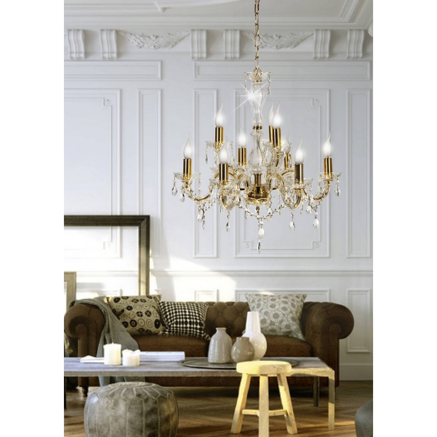 Lampadario a sospensione con catena MARIA TERESA 9xE14/40W/230V