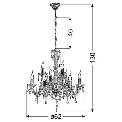Lampadario a sospensione con catena MARIA TERESA 9xE14/40W/230V