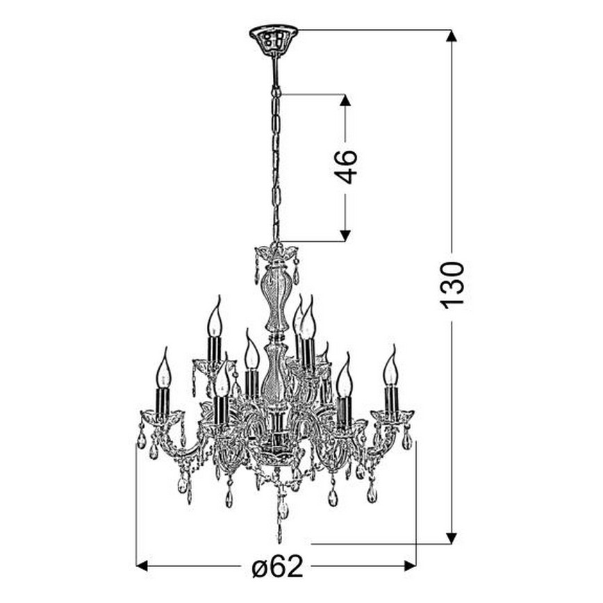 Lampadario a sospensione con catena MARIA TERESA 9xE14/40W/230V