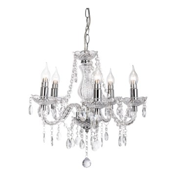Lampadario a sospensione con catena MARIE 5xE14/40W/230V cromo lucido
