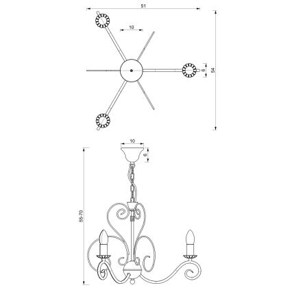 Lampadario a sospensione con catena MAURO 3xE14/60W/230V