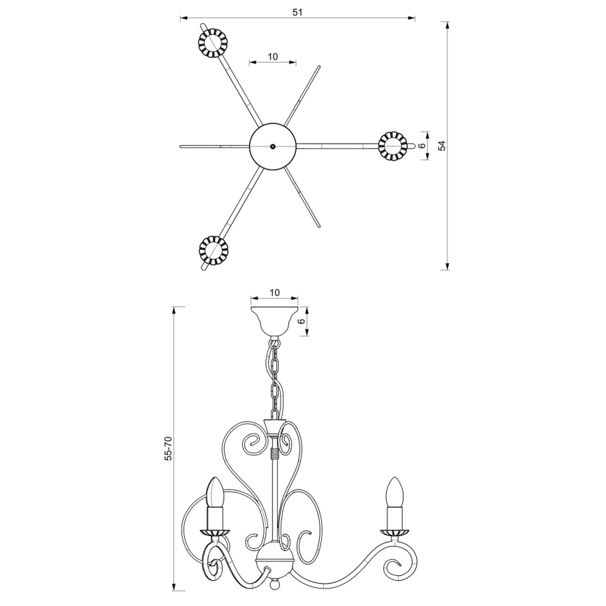 Lampadario a sospensione con catena MAURO 3xE14/60W/230V