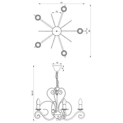 Lampadario a sospensione con catena MAURO 5xE14/60W/230V