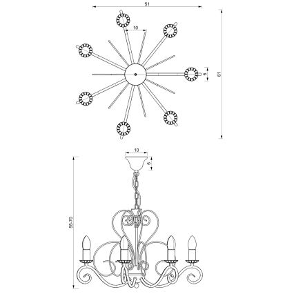 Lampadario a sospensione con catena MAURO 7xE14/60W/230V