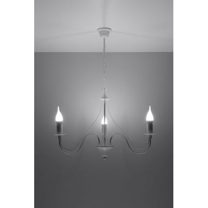 Lampadario a sospensione con catena MINERWA 3 3xE14/40W/230V bianco