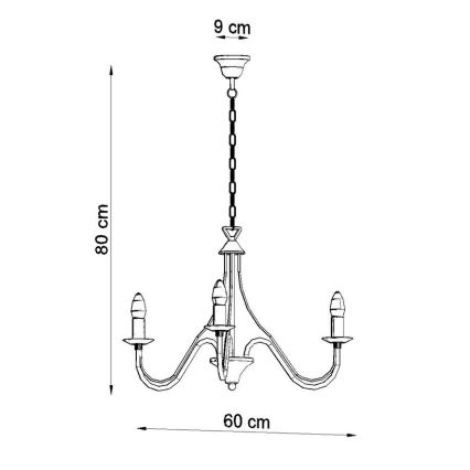 Lampadario a sospensione con catena MINERWA 3 3xE14/40W/230V bianco