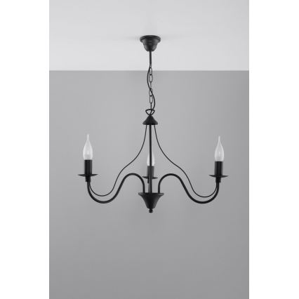 Lampadario a sospensione con catena MINERWA 3 3xE14/40W/230V nero