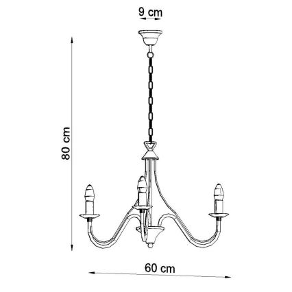 Lampadario a sospensione con catena MINERWA 3 3xE14/40W/230V nero