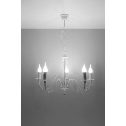 Lampadario a sospensione con catena MINERWA 5 5xE14/40W/230V bianco