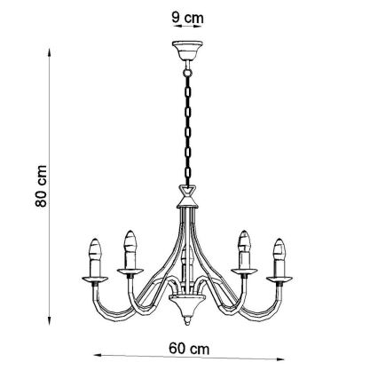 Lampadario a sospensione con catena MINERWA 5 5xE14/40W/230V bianco