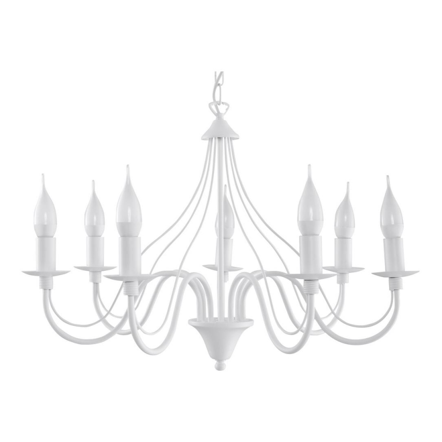 Lampadario a sospensione con catena MINERWA 7 7xE14/40W/230V bianco