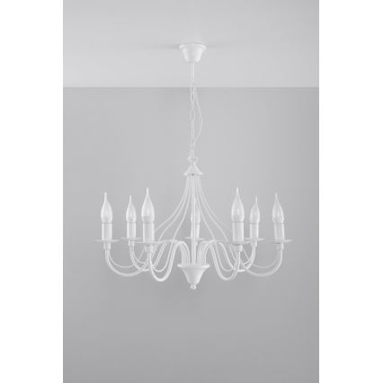 Lampadario a sospensione con catena MINERWA 7 7xE14/40W/230V bianco