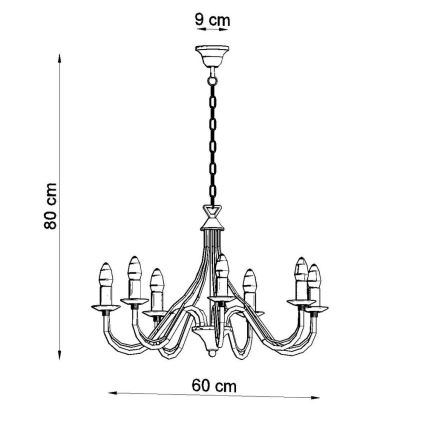 Lampadario a sospensione con catena MINERWA 7 7xE14/40W/230V bianco