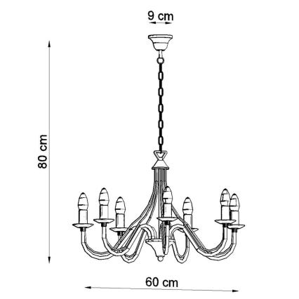 Lampadario a sospensione con catena MINERWA 7 7xE14/40W/230V nero