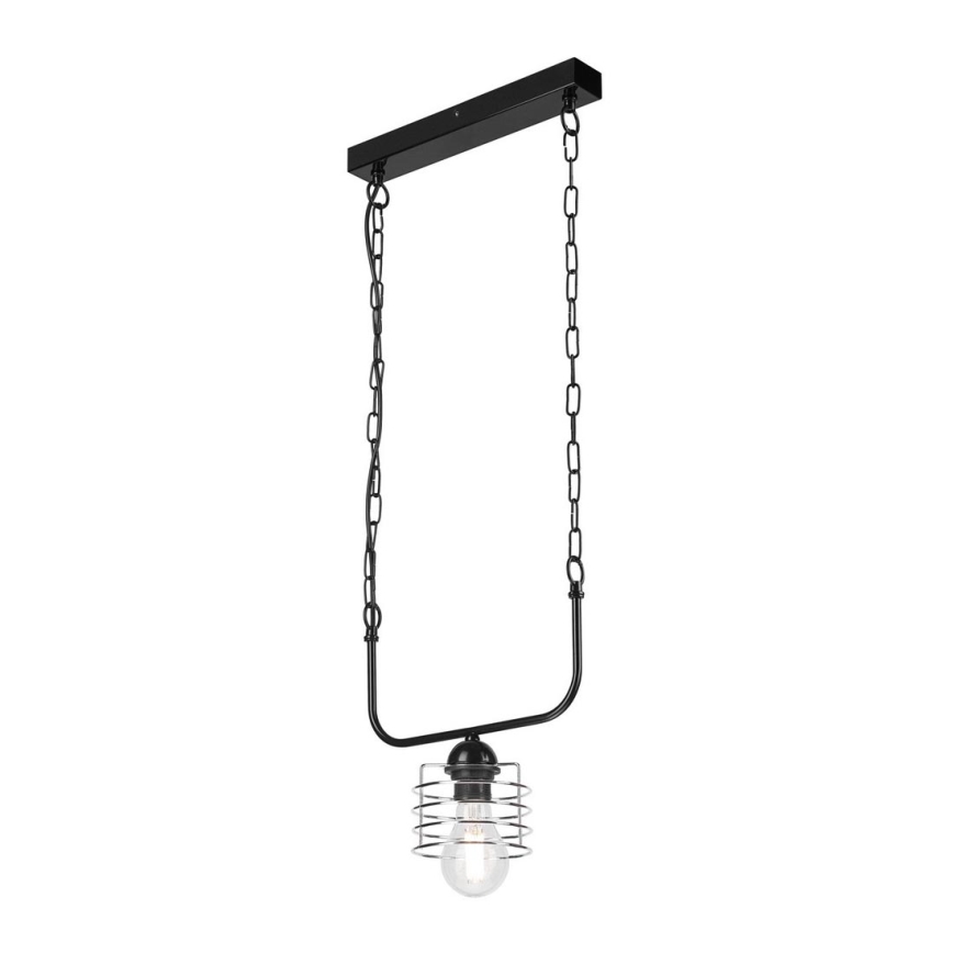 Lampadario a sospensione con catena MORGAN 1xE27/60W/230V nero/cromo