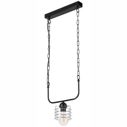 Lampadario a sospensione con catena MORGAN 1xE27/60W/230V nero/cromo