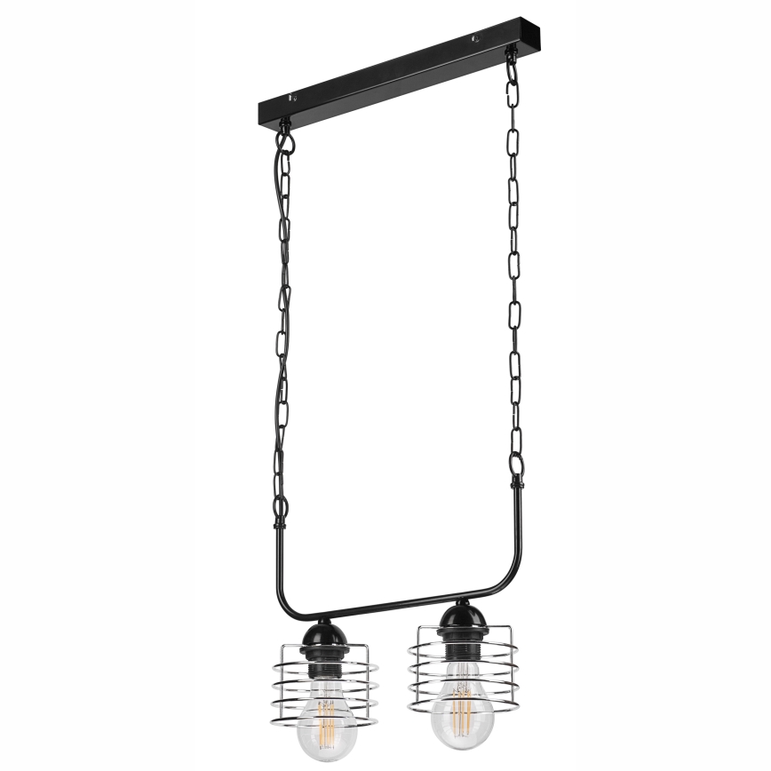 Lampadario a sospensione con catena MORGAN 2xE27/60W/230V nero/cromo