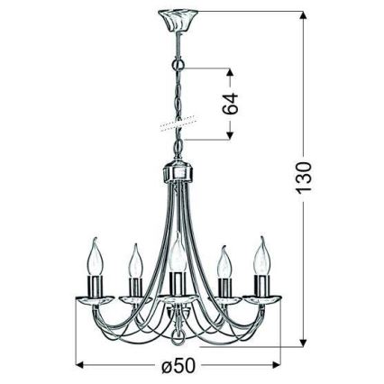 Lampadario a sospensione con catena MUZA 5xE14/40W/230V