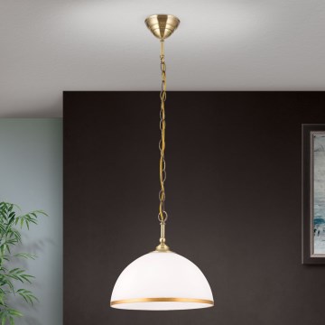 Lampadario a sospensione con catena OLD LAMP 1xE27/40W/230V diametro 30 cm bianco/ottone