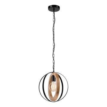 Lampadario a sospensione con catena ONDA 1xE27/15W/230V nero/quercia
