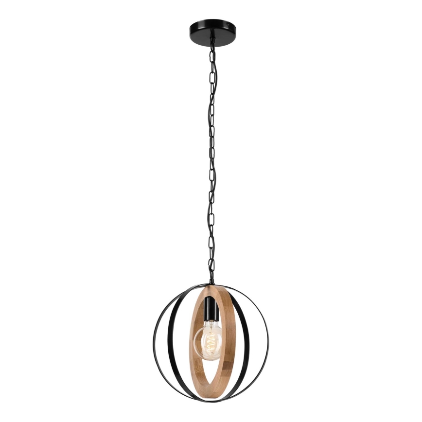 Lampadario a sospensione con catena ONDA 1xE27/15W/230V nero/quercia