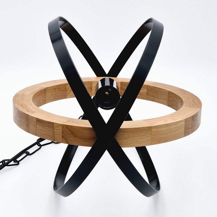 Lampadario a sospensione con catena ONDA 1xE27/15W/230V nero/quercia