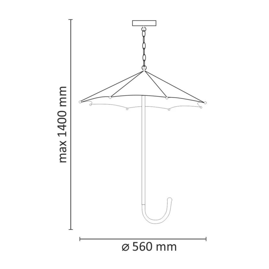 Lampadario a sospensione con catena PARASOL 3xE27/20W/230V