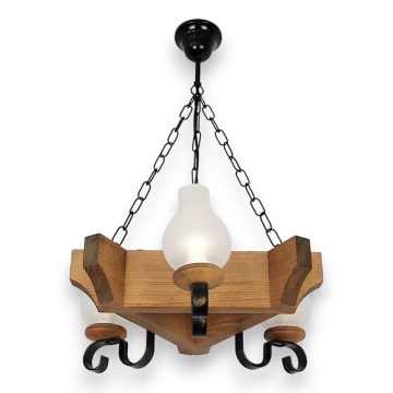 Lampadario a sospensione con catena QUEEN 3xE14/40W/230V faggio - FSC certificato