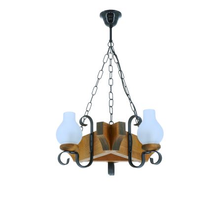 Lampadario a sospensione con catena QUEEN 3xE14/40W/230V faggio - FSC certificato