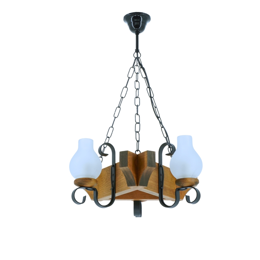 Lampadario a sospensione con catena QUEEN 3xE14/40W/230V faggio - FSC certificato