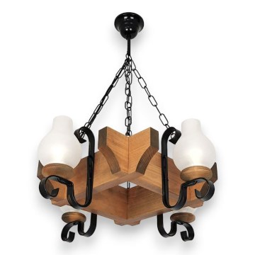 Lampadario a sospensione con catena QUEEN 4xE14/40W/230V faggio - FSC certificato