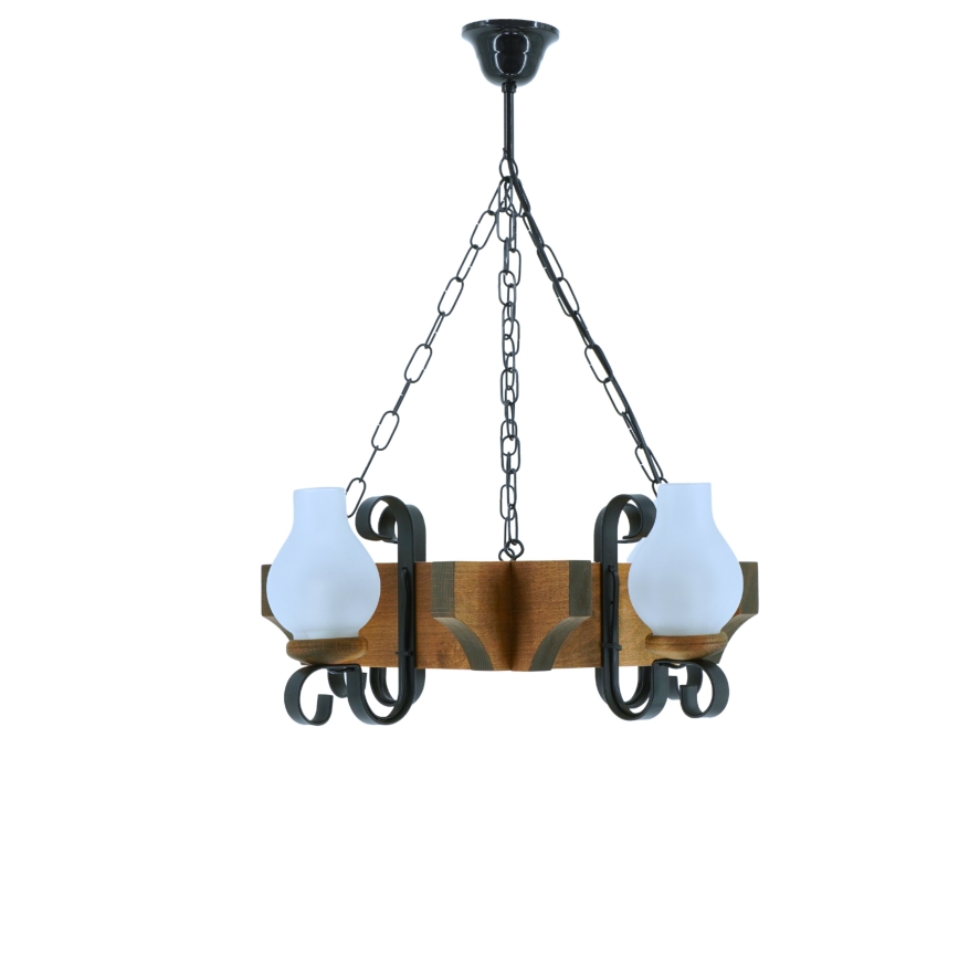Lampadario a sospensione con catena QUEEN 4xE14/40W/230V faggio - FSC certificato