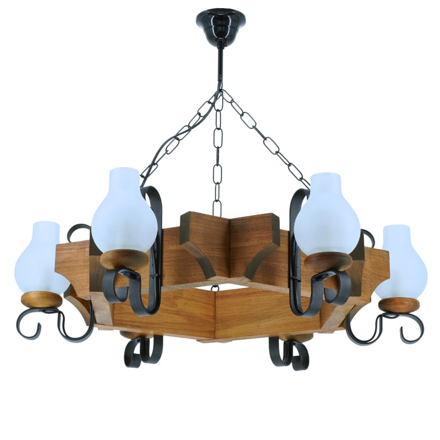 Lampadario a sospensione con catena QUEEN 6xE14/40W/230V faggio - FSC certificato