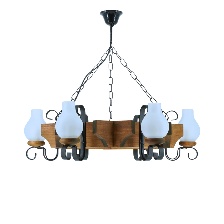 Lampadario a sospensione con catena QUEEN 6xE14/40W/230V faggio - FSC certificato